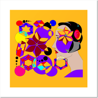 Abstract Lady with Shapes Posters and Art